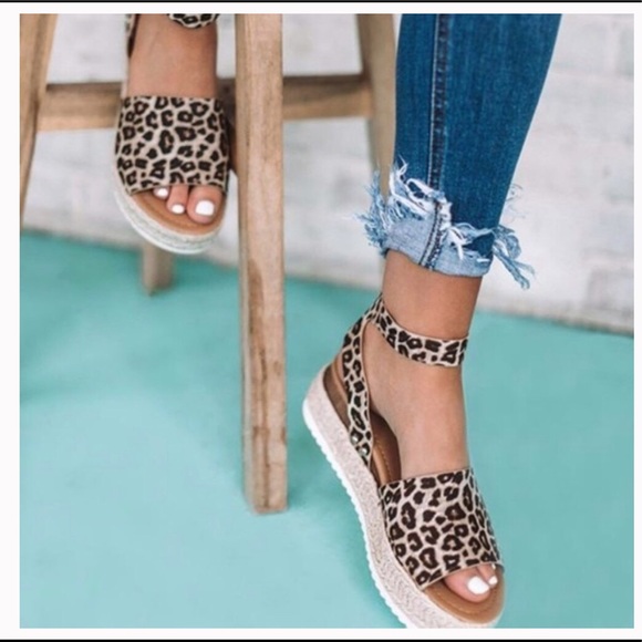 Leopard Print Flat Wedge Espadrille - Picture 7 of 10